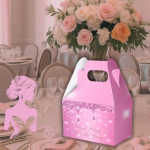 Elegante Hot Pink Glitter-Drip-Junggesellinnenabsc Geschenkschachtel