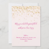 Elegante Hot Pink Gold Ornamente Weihnachtskarte (Rückseite)