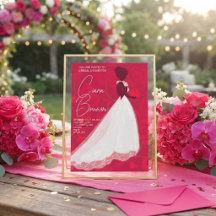 Elegante Hot-Pink-Hochzeitsshower-Einladung