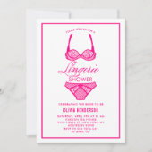 Elegante Hot Pink Lace Lingerie Dusche Einladung (Vorderseite)