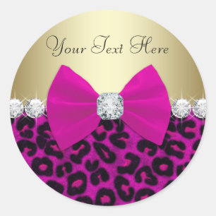 Elegante Hot Pink Leopard-Aufkleber Runder Aufkleber