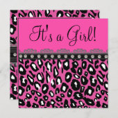 Elegante Hot Pink Leopard Baby Dusche Einladung (Vorne/Hinten)