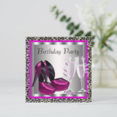 Elegante Hot Pink Leopard Geburtstagsparty Einladung (Stehend Vorderseite)