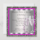 Elegante Hot Pink Leopard Geburtstagsparty Einladung (Rückseite)