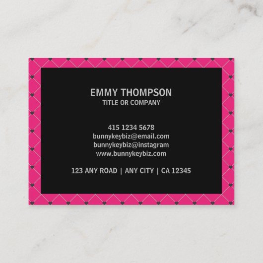 Elegante Hot Pink Magenta Black QR Scan Company Visitenkarte (Rückseite)