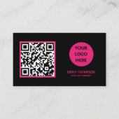 Elegante Hot Pink Magenta Black QR Scan Company Visitenkarte (Vorderseite)