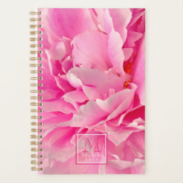 Elegante Hot Pink Peonies - Mit Monogramm Planer