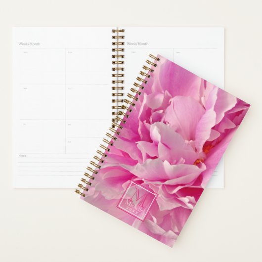 Elegante Hot Pink Peonies - Mit Monogramm Planer (Anzeige)