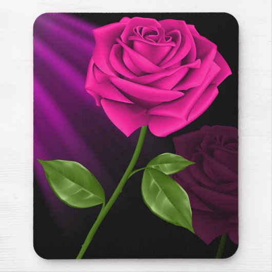 Elegante Hot Pink Rose Blume Mousepad (Vorne)