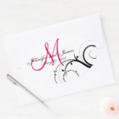 Elegante Hot Pink Swirl Monogram Wedding Stickers (Umschlag)