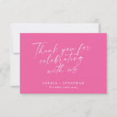 Elegante Hot Pink Trendy Script Custom Wedding Dankeskarte (Vorderseite)