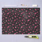 Elegante, Hot Pink und Black Glitzer Leopard Spots Seidenpapier (Handwerk)
