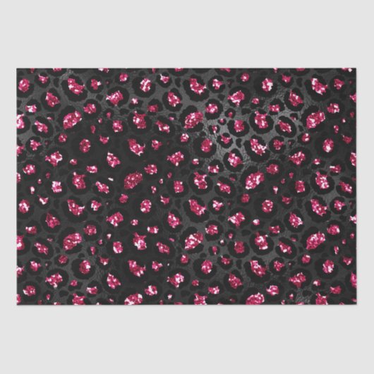 Elegante, Hot Pink und Black Glitzer Leopard Spots Seidenpapier (Vorderseite)
