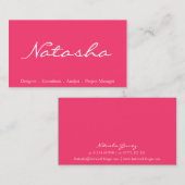Elegante Hot Pink White Script Schriftart Business Visitenkarte (Vorne/Hinten)