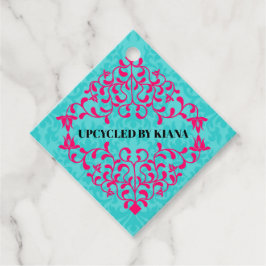 Elegante Hot Pink-Wirbel Blühte Hang-Gefälligkeits Geschenkanhänger