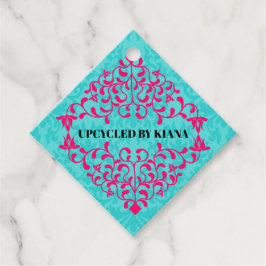 Elegante Hot Pink-Wirbel Blühte Hang-Gefälligkeits Geschenkanhänger