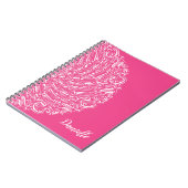 Elegante Hot Pink Wirbel Mandala Art Kalligraphie Notizblock (Linke Seite)