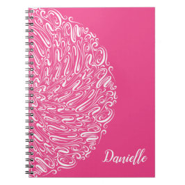 Elegante Hot Pink Wirbel Mandala Art Kalligraphie Notizblock