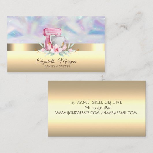 Elegante Hübsch Cake Mixer Blume Bäckerei Visitenkarte (Vorne/Hinten)