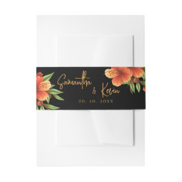 Elegante Hübsch Dark Moody Orange Blumenhochzeit Einladungsbanderole