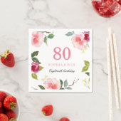 Elegante Hübsch rosa Flora 80. Geburtstagsparty Serviette (Beispiel)