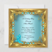 Elegante Hübsche Aquamarin High Heels Gold Geburts Einladung (Rückseite)