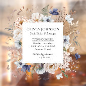 Elegante hübsche beige blaue Blumen Blumen Geschäf Fensteraufkleber (Blatt 2)