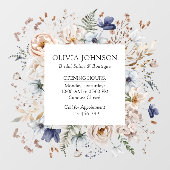 Elegante hübsche beige blaue Blumen Blumen Geschäf Fensteraufkleber (Blatt)