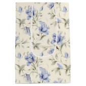 Elegante Hübsche Blume auf Creme Background Mittlere Geschenktüte (Rückseite)