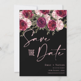 Elegante Hübsche Burgundy Peach Floral Wedding Save The Date