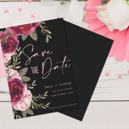 Elegante Hübsche Burgundy Peach Floral Wedding Save The Date