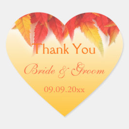 Elegante, hübsche Hochzeit im Herbst Gefallen Dank Herz-Aufkleber