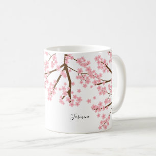 Elegante hübsche Kirschblüten Sakurakalligraphie Kaffeetasse