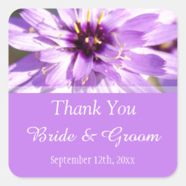 Elegante, hübsche lila Blume danke Quadratischer Aufkleber