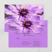 Elegante, hübsche lila Blume Hochzeitskarten RSVP Karte (Vorne/Hinten)