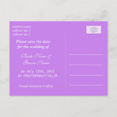 Elegante, hübsche lila Blume Save the Date Ankündigungspostkarte (Rückseite)