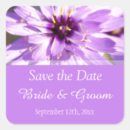 Elegante, hübsche lila Blume Save the Date Quadratischer Aufkleber