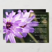 Elegante, hübsche lila Blume Sommerhochzeit Einladung (Vorne/Hinten)