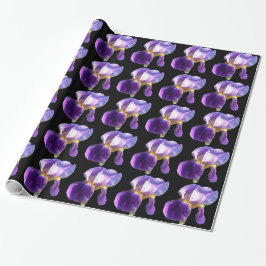 Elegante, hübsche lila Iris-Blume in Schwarz Geschenkpapier