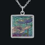 Elegante Hübsche, metallisierte Blume Kunst, Dicht Sterling Silberkette<br><div class="desc">Elegante und stilvolle metallisierte Kunst mit blauen Blumen. Gestaltetes Glas.</div>
