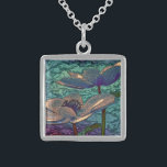 Elegante Hübsche, metallisierte Blume Kunst, Dicht Sterling Silberkette<br><div class="desc">Elegante und stilvolle metallisierte Kunst mit blauen Blumen. Gestaltetes Glas.</div>