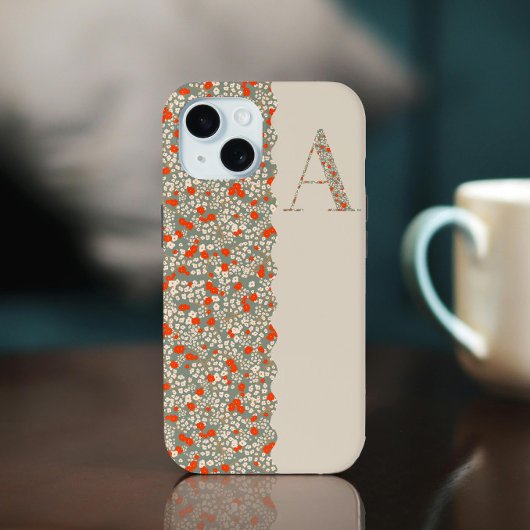Elegante, hübsche MONOGRAMM A BEIGE BLUMEN Case-Ma Case-Mate iPhone Hülle