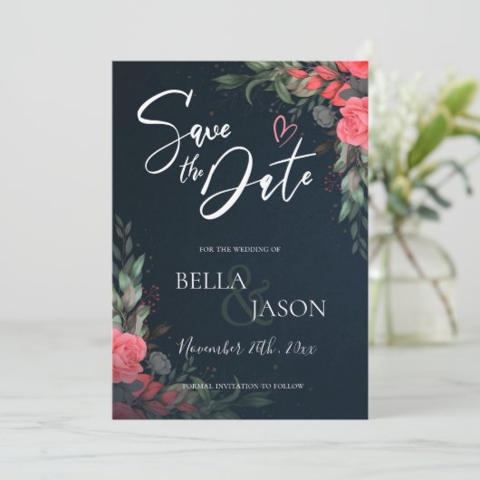 Elegante Hübsche Peach Orange Blumenhochzeit (Stehend Vorderseite)