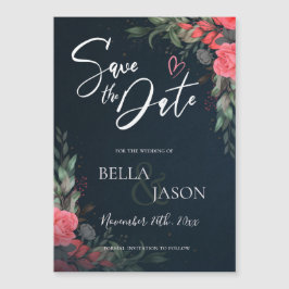 Elegante Hübsche Peach Orange Blumenhochzeit Magnetkarte