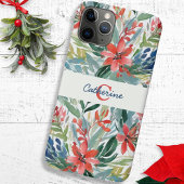 Elegante Hübsche Red Poinsettia Blume Mit Monogram Case-Mate iPhone Hülle