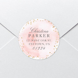 Elegante Hübsche Rosa Gold Glitzer Rücksendeadress Runder Aufkleber
