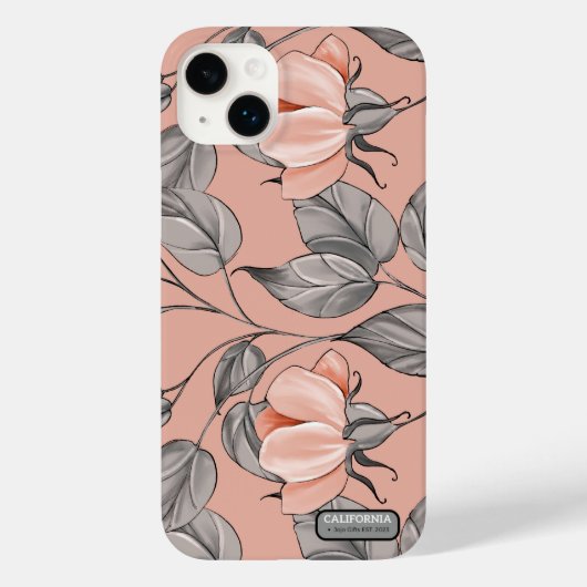 Elegante Hübsche, rosa und graue Blume Case-Mate iPhone Hülle (Rückseite)