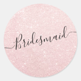 Elegante hübsche Rose Gold Glitzer Bridesmaid Runder Aufkleber