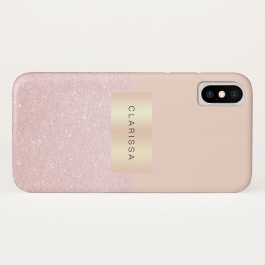 Elegante hübsche Rose Gold Glitzer & Rosa Case-Mate iPhone Hülle (Rückseite (Horizontal))