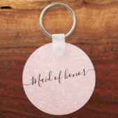 Elegante hübsche Rose Gold Glitzer Trauzeugin Schlüsselanhänger (Vorderseite)